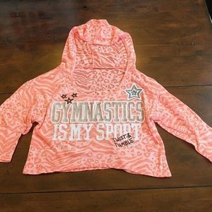 3/$20 Justice "Gymnastics" cropped hooded Pink